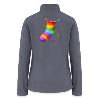 Knitted Rainbow Sock Illustration - Women’s Soft Shell Jacket - gray - Back