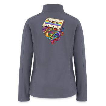 Retro Cassette with Rainbow Heart Band - Women’s Soft Shell Jacket - gray - Back