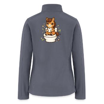 Cute Pony Horse on Toilet - Women’s Soft Shell Jacket - gray - Back