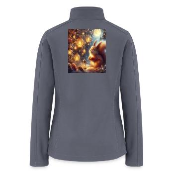 Lanterned Squirrel Winter Moonlight - Women’s Soft Shell Jacket - gray - Back