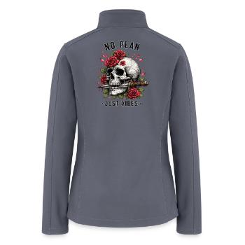 No Plan Just Vibes Skull Rose Dagger Gothic Vintag - Women’s Soft Shell Jacket - gray - Back