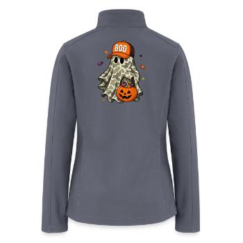 Camo Ghost Boo Halloween Squad Spooky Season - Women’s Soft Shell Jacket - gray - Back