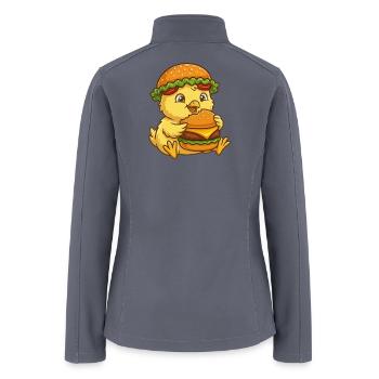 Cute Chicken Chick Cartoon Burger Funny - Women’s Soft Shell Jacket - gray - Back