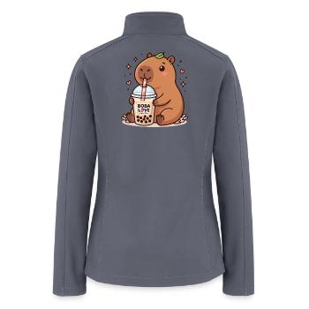 Capybara Sipping Boba Delight - Women’s Soft Shell Jacket - gray - Back
