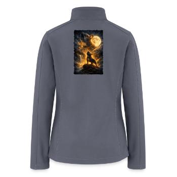 Bulldog Howling At The Full Moon Fantasy Art - Women’s Soft Shell Jacket - gray - Back