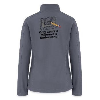 Retro Cassette Nostalgia: Gen X & Millennials - Women’s Soft Shell Jacket - gray - Back