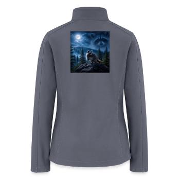 Moonlit Forest Raccoon Guardian - Women’s Soft Shell Jacket - gray - Back