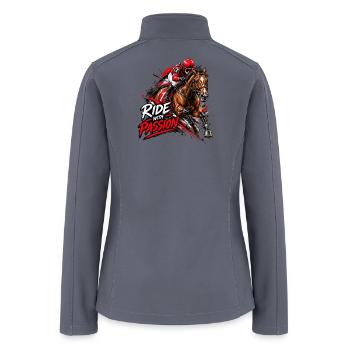 Ride With Passion – Horse Racing Jockey - Women’s Soft Shell Jacket - gray - Back