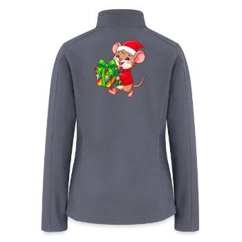 Cheerful Holiday Mouse Gift - Women’s Soft Shell Jacket - gray - Back