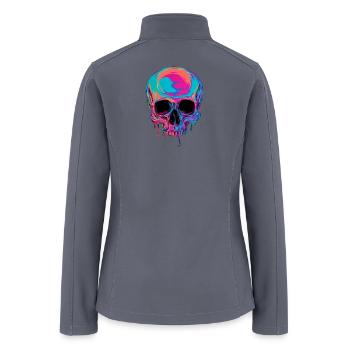 Neon Edgy Dark Skull - Melting Neon Skull Design - Women’s Soft Shell Jacket - gray - Back