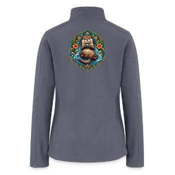 Mandala Otter Floral Water Nature Animal Art - Women’s Soft Shell Jacket - gray - Back