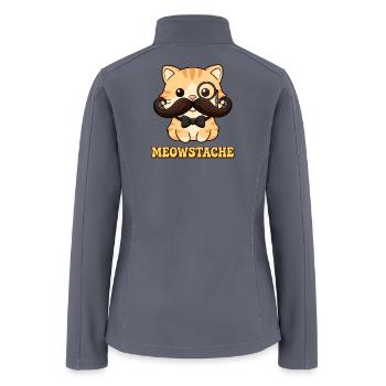 Meowstache: Cat with Monocle and Bow Tie - Women’s Soft Shell Jacket - gray - Back