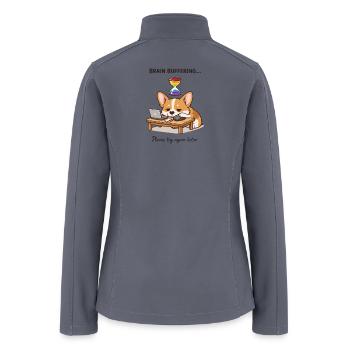 Corgi Brain Buffering Desk Illustration - Women’s Soft Shell Jacket - gray - Back