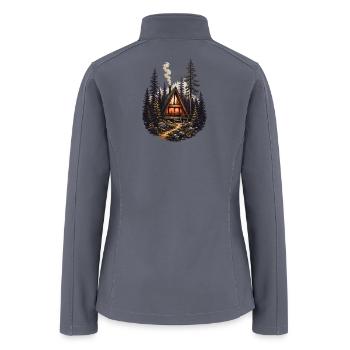 Vintage A Frame Cabin Woods Forest Nature Camping  - Women’s Soft Shell Jacket - gray - Back