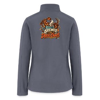 Brewed for Doxie Chaos Coffee Dog   - Women’s Soft Shell Jacket - gray - Back