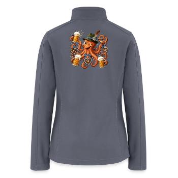 Octopus with Beer, Pretzel, and Gingerbread Hearts - Women’s Soft Shell Jacket - gray - Back