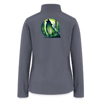 Silhouette howling wolf with green forest - Women’s Soft Shell Jacket - gray - Back