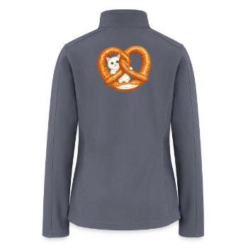 Whimsical Cat with Pretzel Loop Design - Women’s Soft Shell Jacket - gray - Back