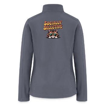 Funny Sarcastic Cat Socially Selective - Women’s Soft Shell Jacket - gray - Back