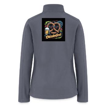 Festive Oktoberfest Beer Pretzel Illustration - Women’s Soft Shell Jacket - gray - Back