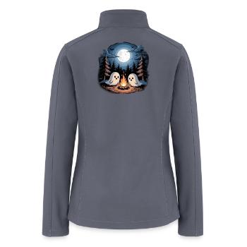 Boo Camper Hiker Ghost Bonfire Halloween Camping - Women’s Soft Shell Jacket - gray - Back