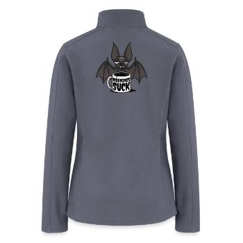 Mornings Suck Sleepy Vampire Bat Coffee Humor - Women’s Soft Shell Jacket - gray - Back
