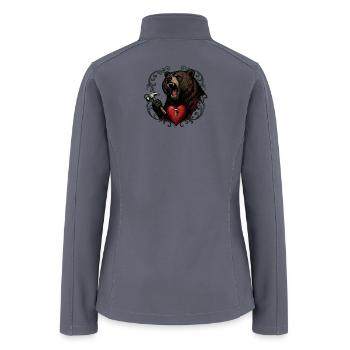 Fierce Bear Heart Tattoo Design - Women’s Soft Shell Jacket - gray - Back