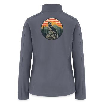 Wolf Howl at Sunset Round - Women’s Soft Shell Jacket - gray - Back