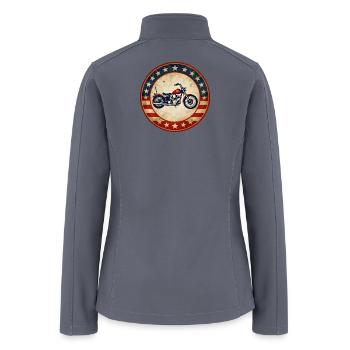 American Retro Motorcycle Emblem - Women’s Soft Shell Jacket - gray - Back