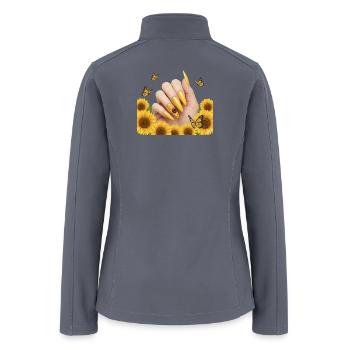 Sunflower Butterfly Nail Art - Women’s Soft Shell Jacket - gray - Back