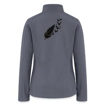 Midnight Feather and Birds Silhouette - Women’s Soft Shell Jacket - gray - Back