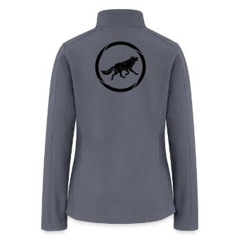 Howling Wolf Circle Silhouette - Women’s Soft Shell Jacket - gray - Back