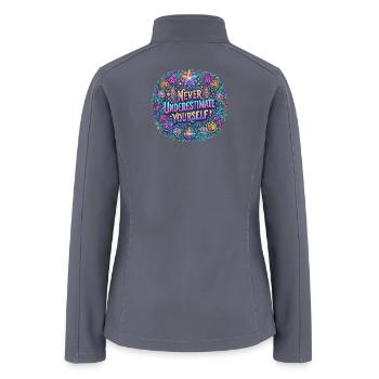 Never Underestimate Yourself Floral Mandala - Women’s Soft Shell Jacket - gray - Back