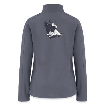 Howling Wolf Mountain Night Sky Vector - Women’s Soft Shell Jacket - gray - Back
