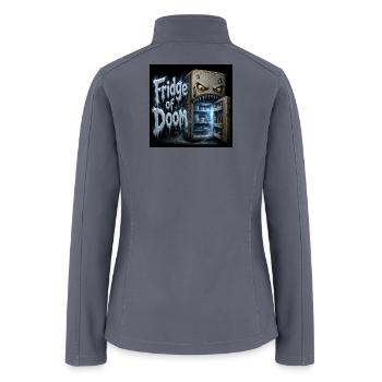 Fridge of Doom - Funny Scary Monster Refrigerator  - Women’s Soft Shell Jacket - gray - Back