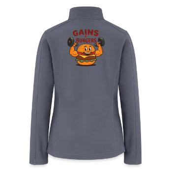Gains & Burgers Cartoon Lifter - Women’s Soft Shell Jacket - gray - Back