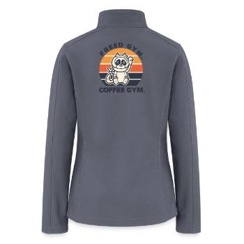 Coffee Gym Raccoon Mascot - Women’s Soft Shell Jacket - gray - Back