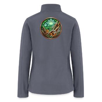 Verdant Arc: Mystic Cannabis Lotus Circle - Women’s Soft Shell Jacket - gray - Back