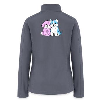 Cozy Poodle and Blue Husky Best Friends - Women’s Soft Shell Jacket - gray - Back