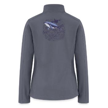 Azure Whale Doodle Ocean Art - Women’s Soft Shell Jacket - gray - Back