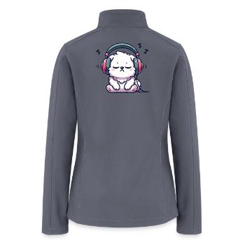 Chill Puppy with Headphones Illustration - Women’s Soft Shell Jacket - gray - Back