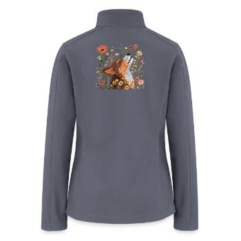 Serene Howling Wolf Amid Floral Bloom - Women’s Soft Shell Jacket - gray - Back