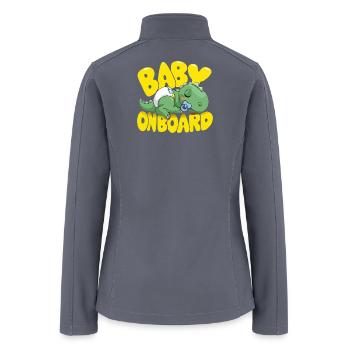  Cute Dinosaur Baby On Board Car Decal | Sleeping  - Women’s Soft Shell Jacket - gray - Back
