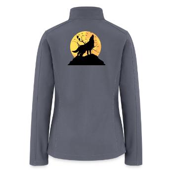Moonlit Wolf Howl Silhouette - Women’s Soft Shell Jacket - gray - Back