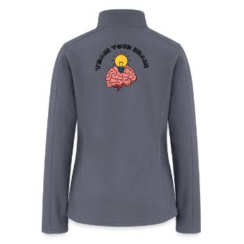 Brain with Lightbulb Inspiration Illustration - Women’s Soft Shell Jacket - gray - Back