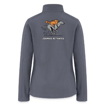 Zoomies Activated Funny Cat Riding Dog - Women’s Soft Shell Jacket - gray - Back
