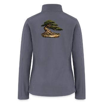 Japanese Pine Bonsai Tree Art - Women’s Soft Shell Jacket - gray - Back