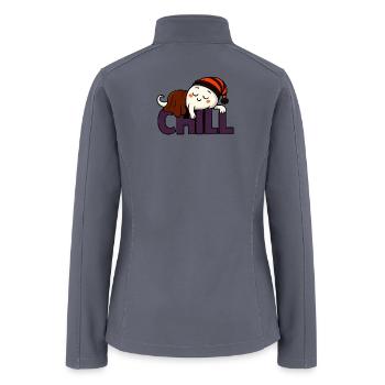 Chill Ghost Resting on CHILL Letters - Women’s Soft Shell Jacket - gray - Back