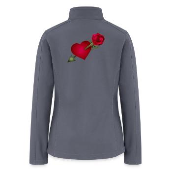 Red Rose Meets Heart with Arrow Illustration - Women’s Soft Shell Jacket - gray - Back