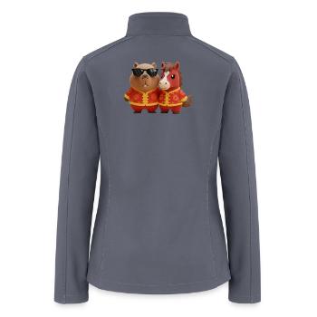 Cute Capybara and Red Horse Lunar New Year - Women’s Soft Shell Jacket - gray - Back